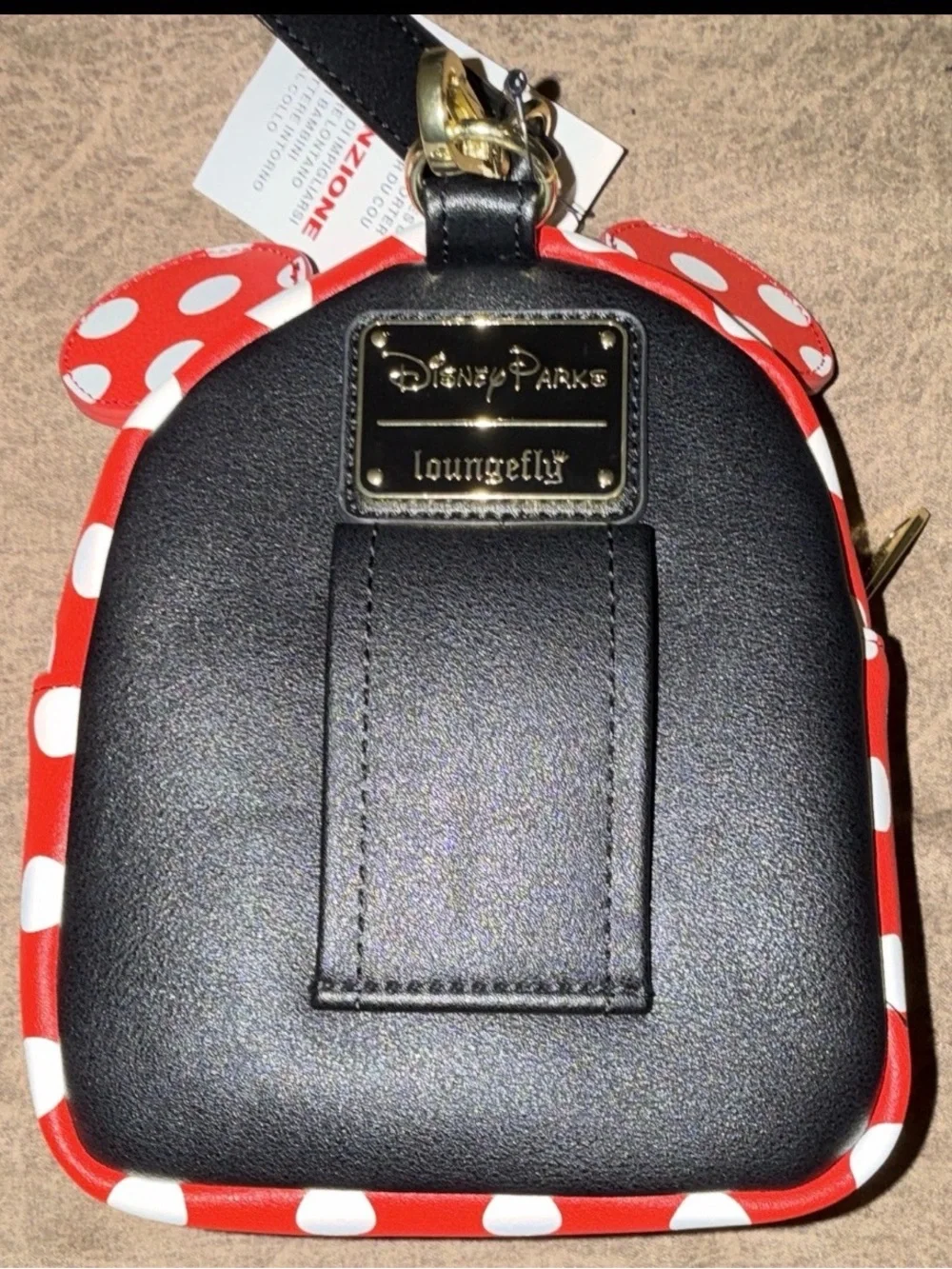 Disney loungefly Red Polka Dot Minnie-Style Crossbody Bag with Black Sequin Bow